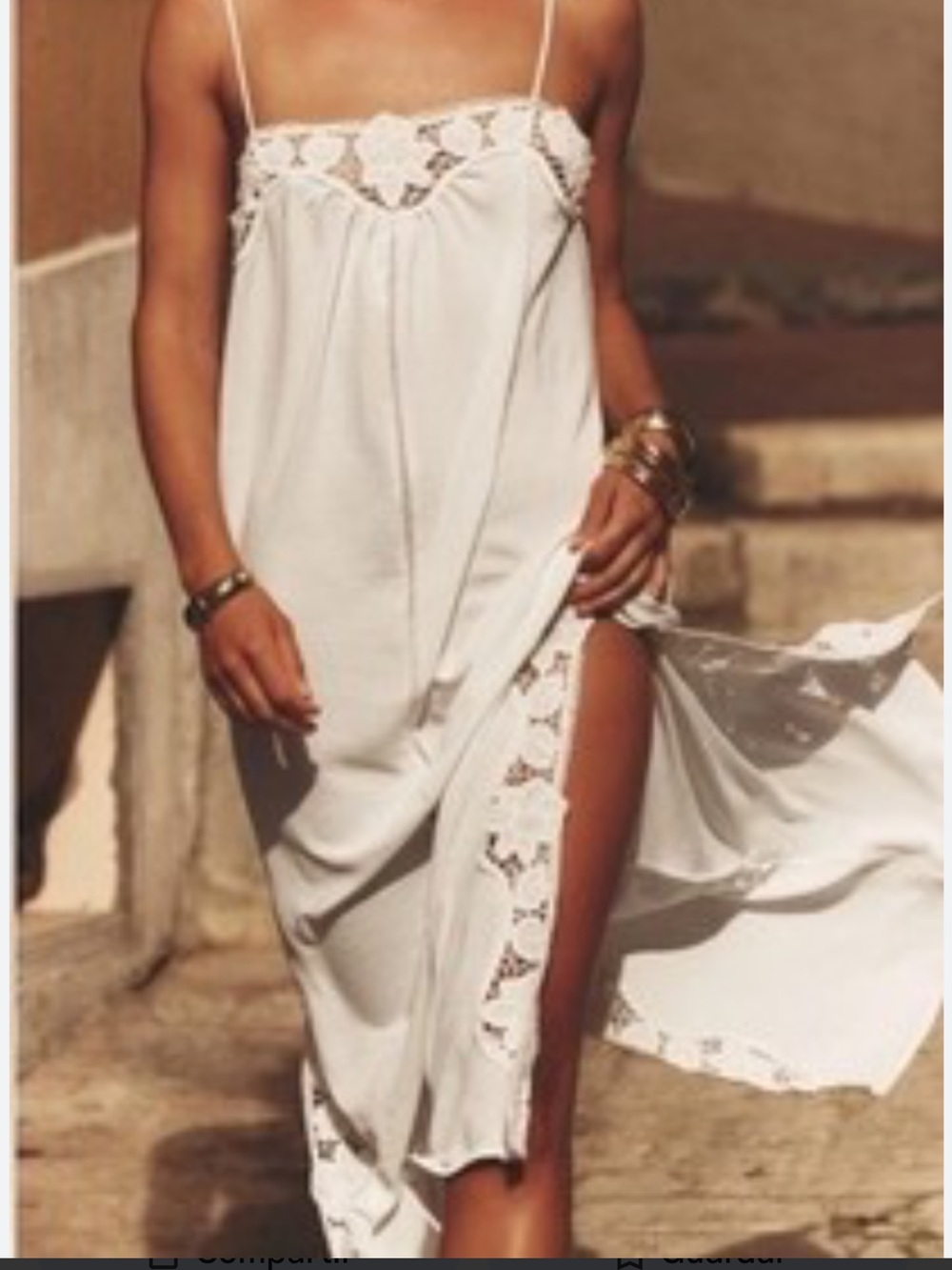 Zara Terez White Crochet-Trim Spaghetti Strap Maxi Dress
